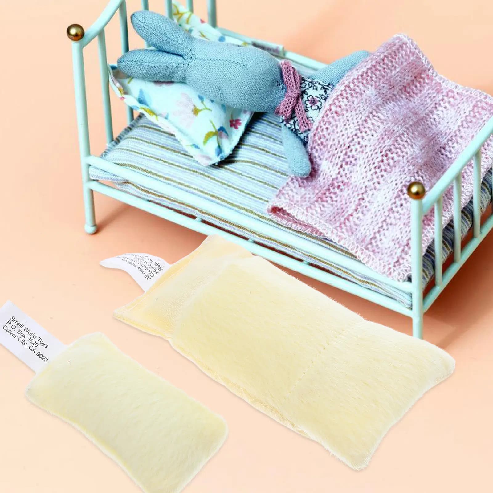Set di 3 Mini Biancherie da Letto, Sacco a Pelo e Cuscino in Morbido Cotone, Decorazione per Casa delle Bambole, Design Portatile, Elegante Complemento
