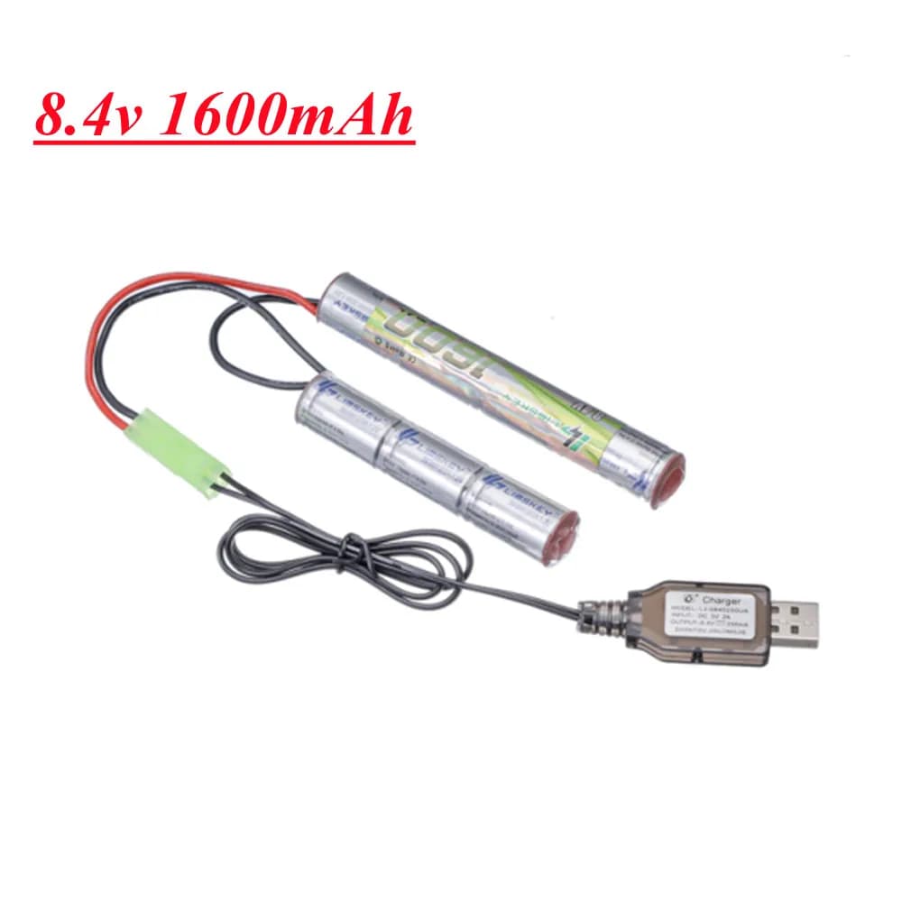 2/3A 8.4V 1600mAh Butterfly sostituisce il pacco batteria NIMH per fucile H VFC HK416 CQB con pistole softair con connettore Mini Tamiya