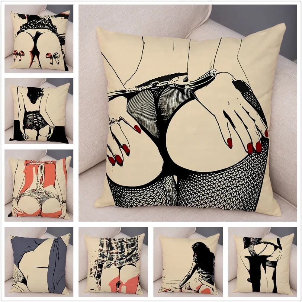 Decorazioni per la casa soggiorno cartone animato Sexy signora federa decorazione bella ragazza culo cuscino copertura divano auto