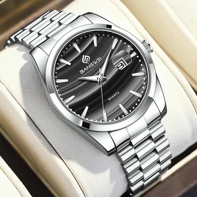 BANGWEI 2025 Nuovi orologi al quarzo da uomo di lusso Moda militare impermeabile Sport Data Orologio da polso da uomo Orologio da lavoro casual da uomo