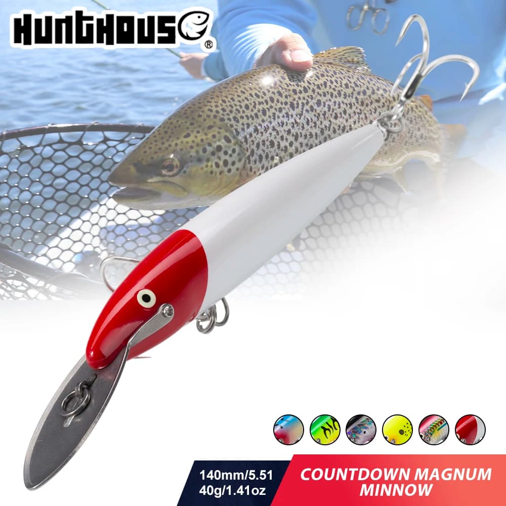 Hunthouse Metallo Labbro Minnow Richiamo di Pesca Affondamento Traina Esca Dura 140mm 40g Wobblers Acqua Salata Artificiale Per Blues Tonno Affrontare