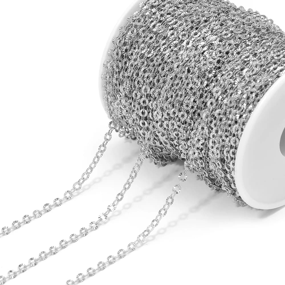 Catene a maglie strutturate in acciaio inossidabile da 2 metri Catena fatta a mano in oro PVD per artigianato Creazione di gioielli Collane fai da te Bracciali Materiale