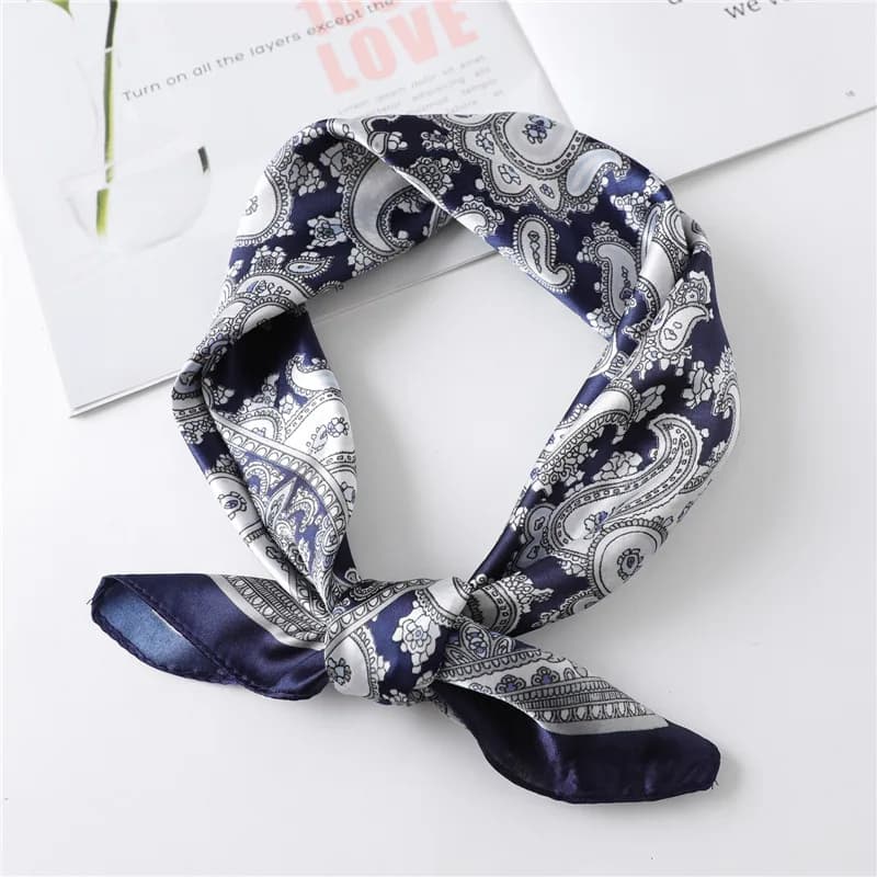 Foulard quadrato di lusso in seta da 60 cm per donna, hijab, fasce per capelli, sciarpa, nastro in raso, fascia per capelli, accessori moda, bandana