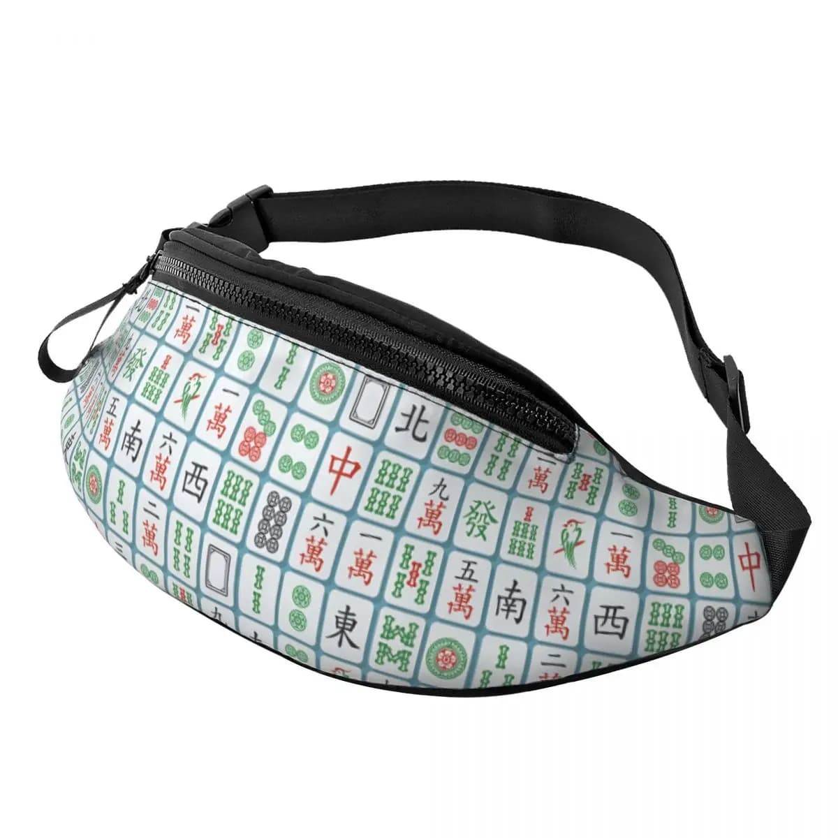 Custom Mahjong Tile Game Pattern Fanny Pack for Men Women Cool Crossbody Waist Bag Travel Hiking Phone Money Pouch