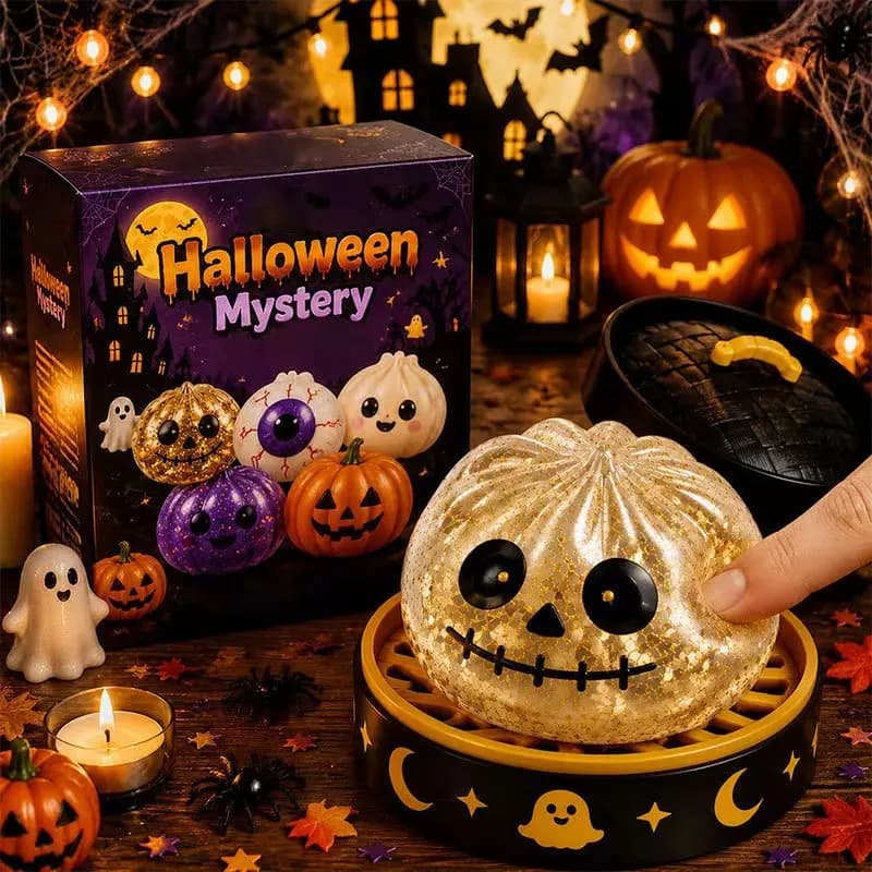 Halloween Mystery Blind Box Glitter Squishy Toys Pumpkin Ghost Eyeball Stress Relief Squeeze Toy Kids Halloween Gift