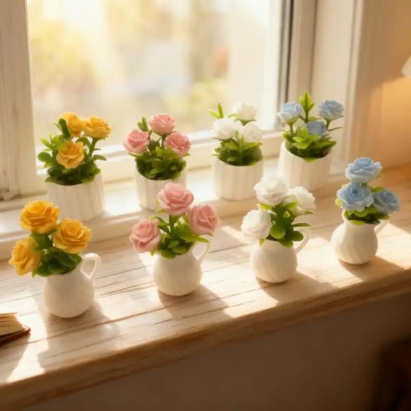 【Y】1 Pezzo Mini Piante Verdi Simulate in Vaso per Casa delle Bambole, Decorazione Micro Paesaggistica, Accessori per Casa delle Bambole