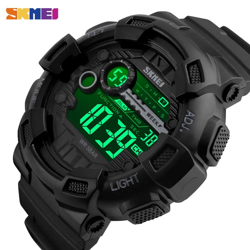 SKMEI Outdoor Sport Watch Men multifunzione 5Bar impermeabile cinturino in PU Display a LED orologi Chrono orologio digitale reloj hombre 1243