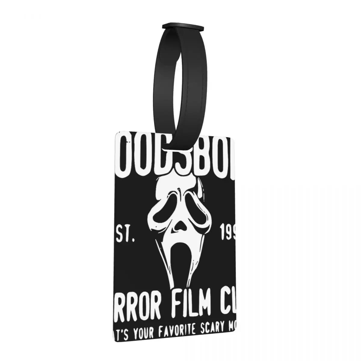 Scream Woodsboro Film Club Etichette per bagagli Accessori per valigie Viaggi Carino Bagagli Etichetta d'imbarco Porta etichette ID Nome Indirizzo
