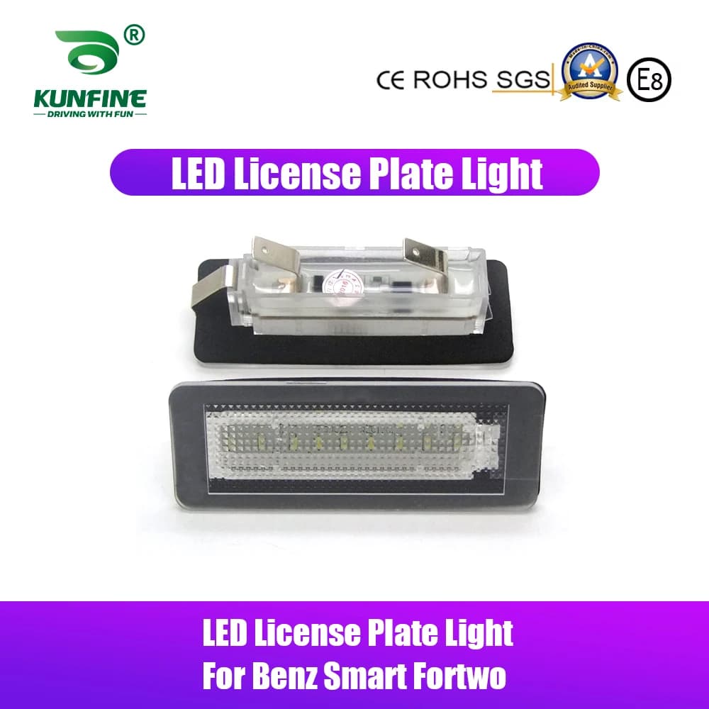 2 luci LED per targa auto, lampada LED per targa per Benz Smart Fortwo