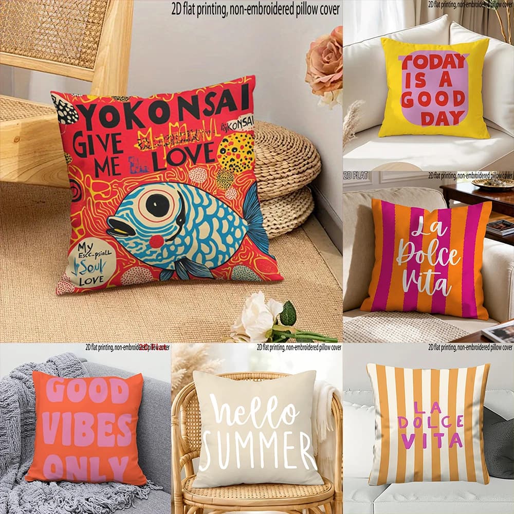 1PC Positive Quote Decorative Sofa chair bedroom office decoration accessories cushion cover invisible zipper, no pillow core