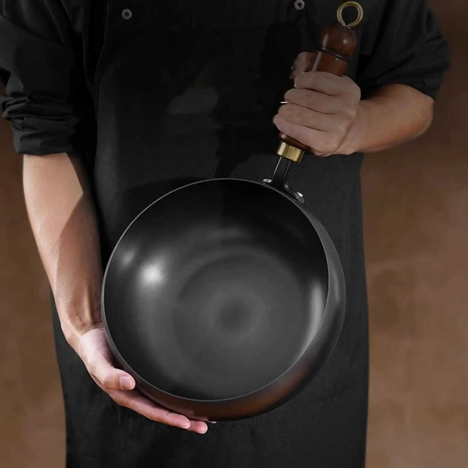 Wok antiaderente Padelle martellate a mano Wok da cucina Fornello a induzione rotondo