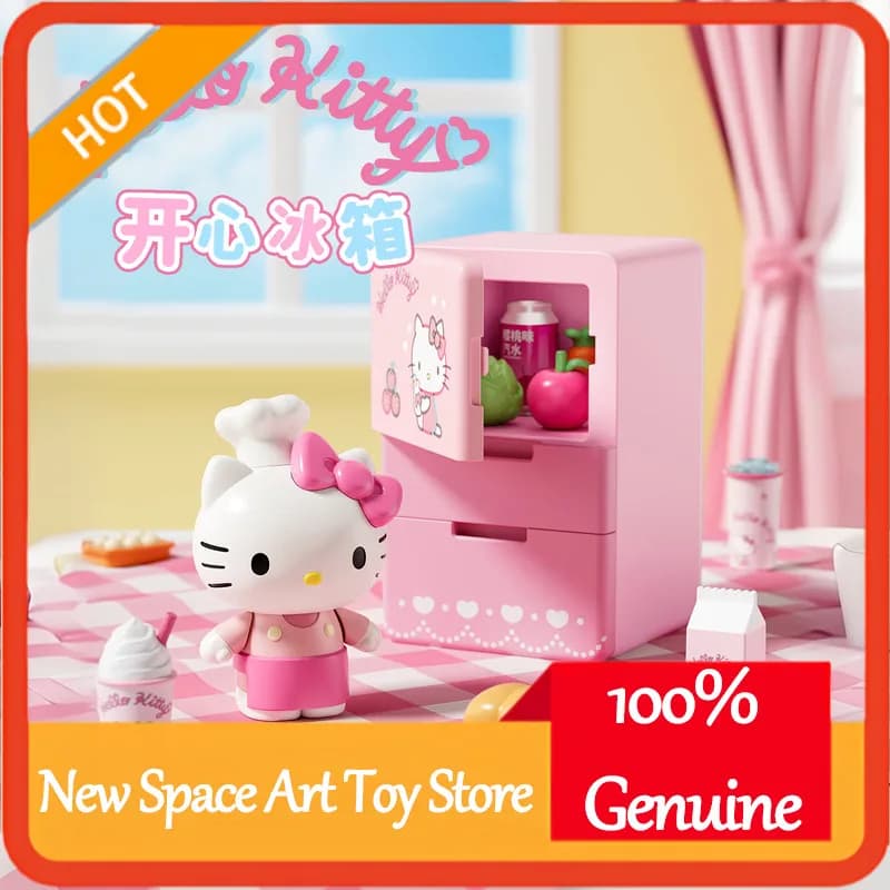 Sanrio Ufficiale Serie Frigorifero Mini Happy Blind Box Kuromi Cinnamoroll Hello Kitty Set Scena Casa delle Bambole Giocattolo Kawaii Regalo per Ragazze e Fan