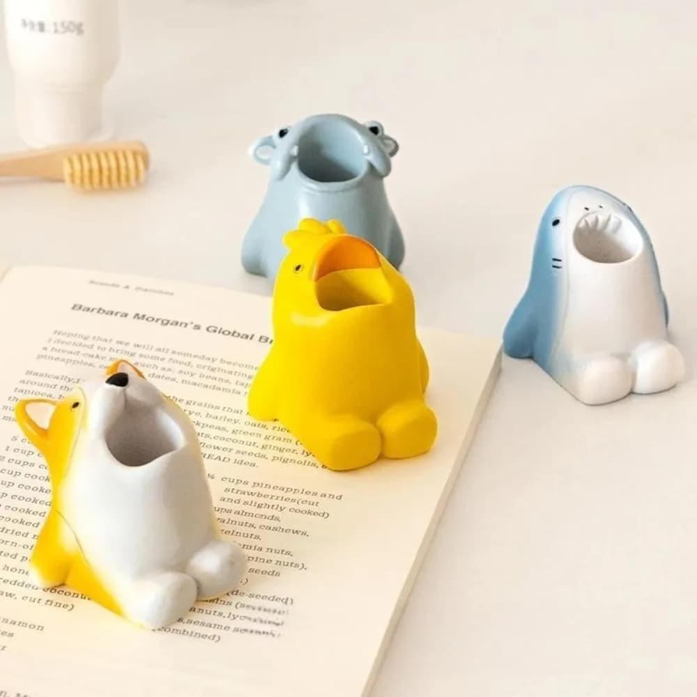 Portaspazzolino a forma di animale Base antiscivolo Supporto per spazzolino in resina Simpatico squalo Corgi multifunzionale