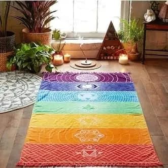 Sciarpa Yoga Arcobaleno - Telo Mare Boho, Copricostume Versatile per Viaggi e Meditazione