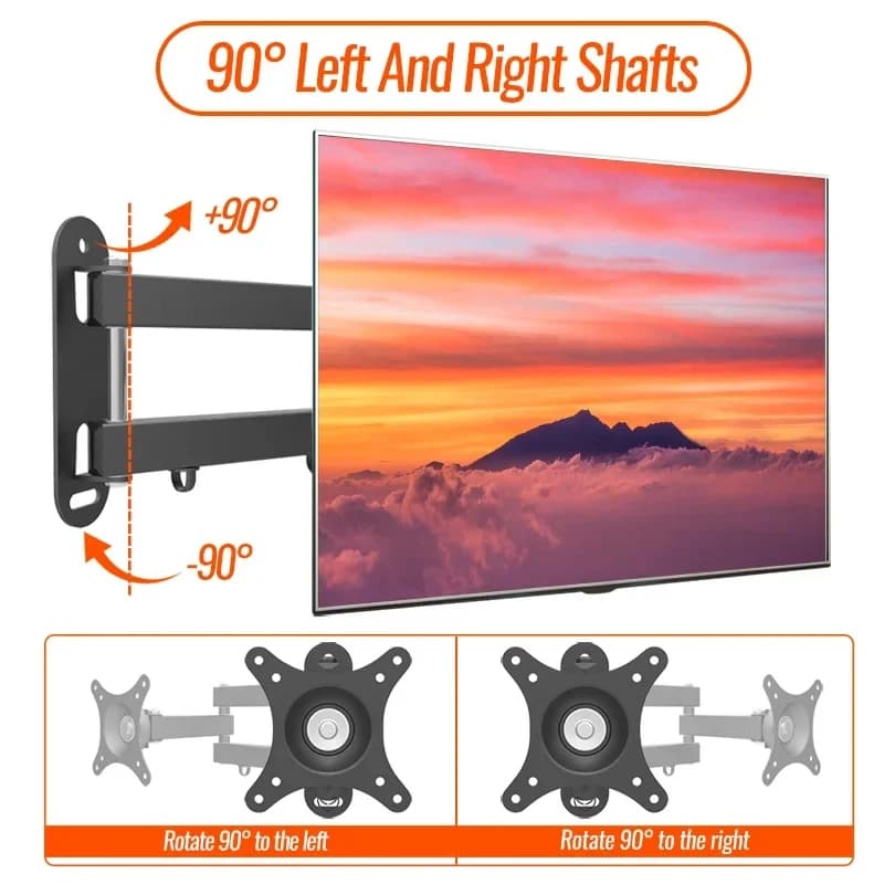 14-24 Inch TV Wall Mount Bracket 20 Tiltable 360 Rotate Computer Monitor Stand Universal Holder for Flat Panel Screen LCD LED TV
