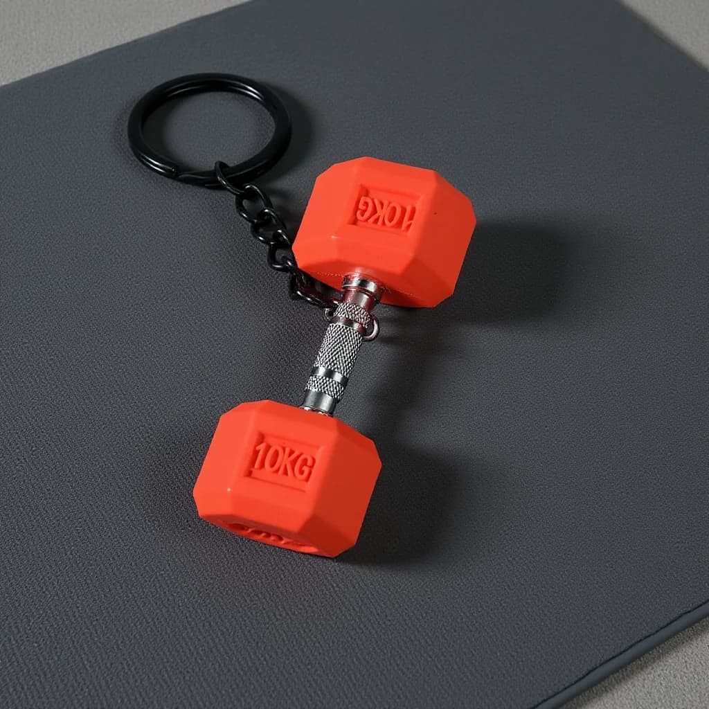 Sporty Key Chain Decorative Fitness Pendant Keychain Soft Rubber Dumbbell Keychain Soft Mini Dumbbell Key Holder For Gym Bag
