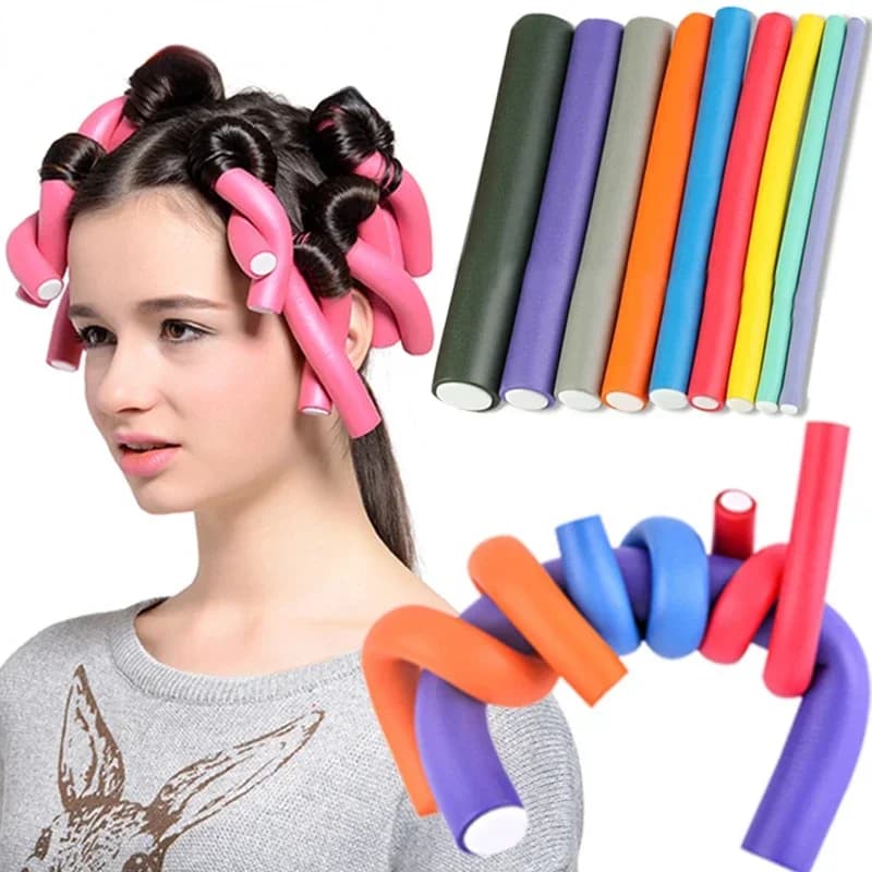10pc sponge curlers rollers foam without heat curling hair Soft Bendy Twist Curls Tool tools for Styling your hair DIY color casual