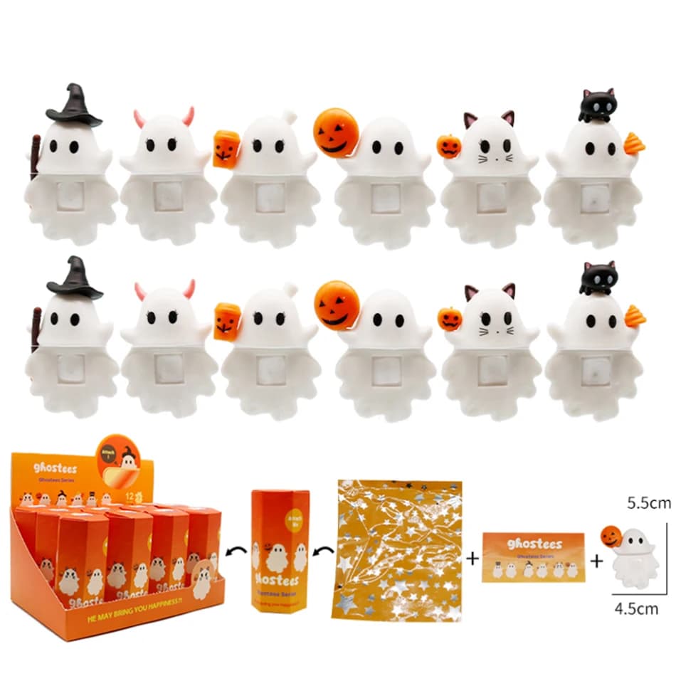 Ghostees Mystery Phone Buddy Cute Halloween Telefoni Decor Scatola cieca Raccogli Hippers Action Figure Giocattoli misteriosi Regali a sorpresa per bambini