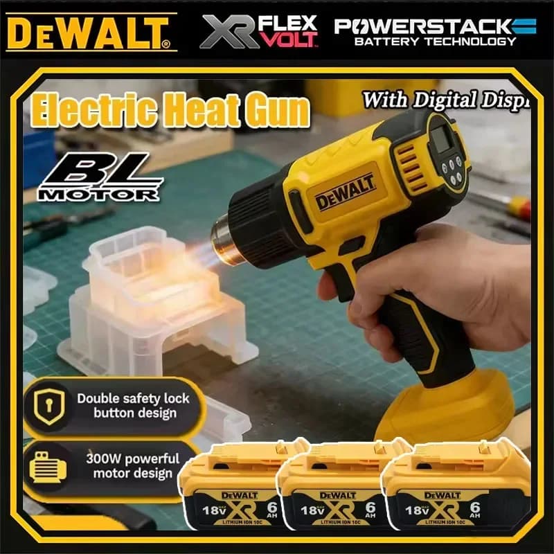 Dewalt Digital Display Electric Air Guns Cordless Heat Gun With 3 Nozzles Industrial Shrink Wrapping Hot Air Gun