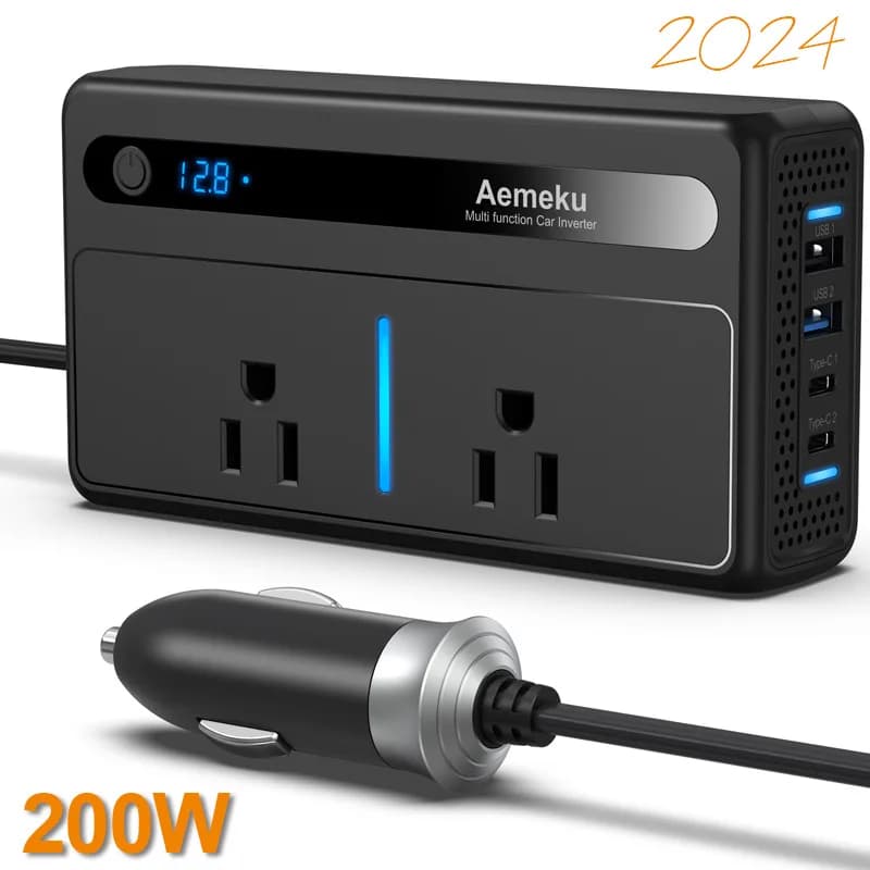 Nuova versione 200W Car Inverter DC12V a 220V 110V Convertitore inverter di potenza Adattatore di alimentazione automatico con LED Tipo C Spina USA UE