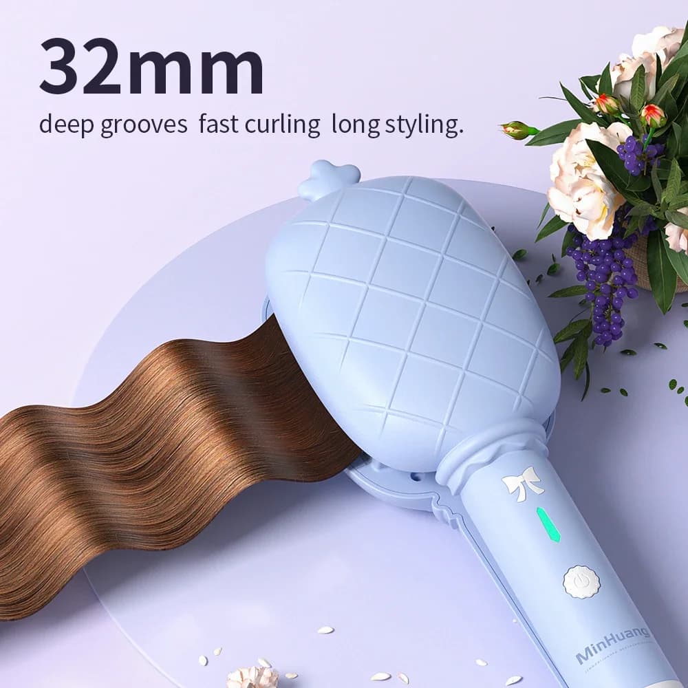 32 mm deep wave hair curler for styler with fast heating crimp iron adjustable at 3 temperatures for all hair styles