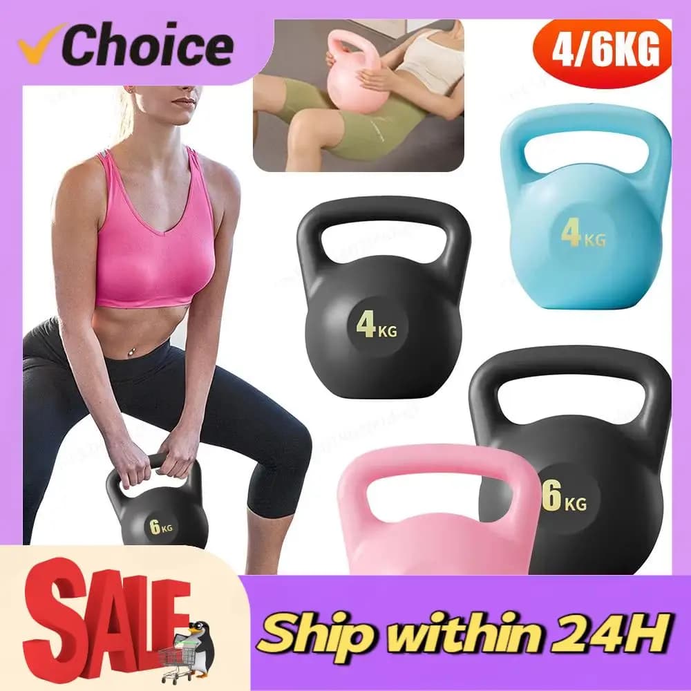 Water-filled Kettlebell Soft Kettlebell Shock-Proof Kettlebell Weights Anti Slip Grip Hand Weights Home Gym Equipment 4/6KG