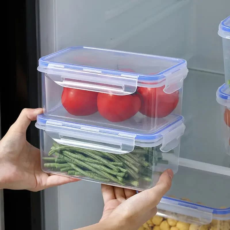 Scatola portaoggetti per frigorifero rettangolare sigillata per frigorifero da cucina con coperchio Scatola portaoggetti per pranzo riscaldata al microonde in plastica
