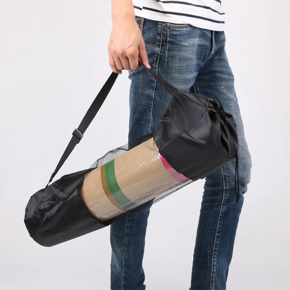 2Pcs Yoga Mat Carrier Bag Breathable Mat Tote Pouch with Comfortable Shoulder Strap for Gym Fitness Travel Use