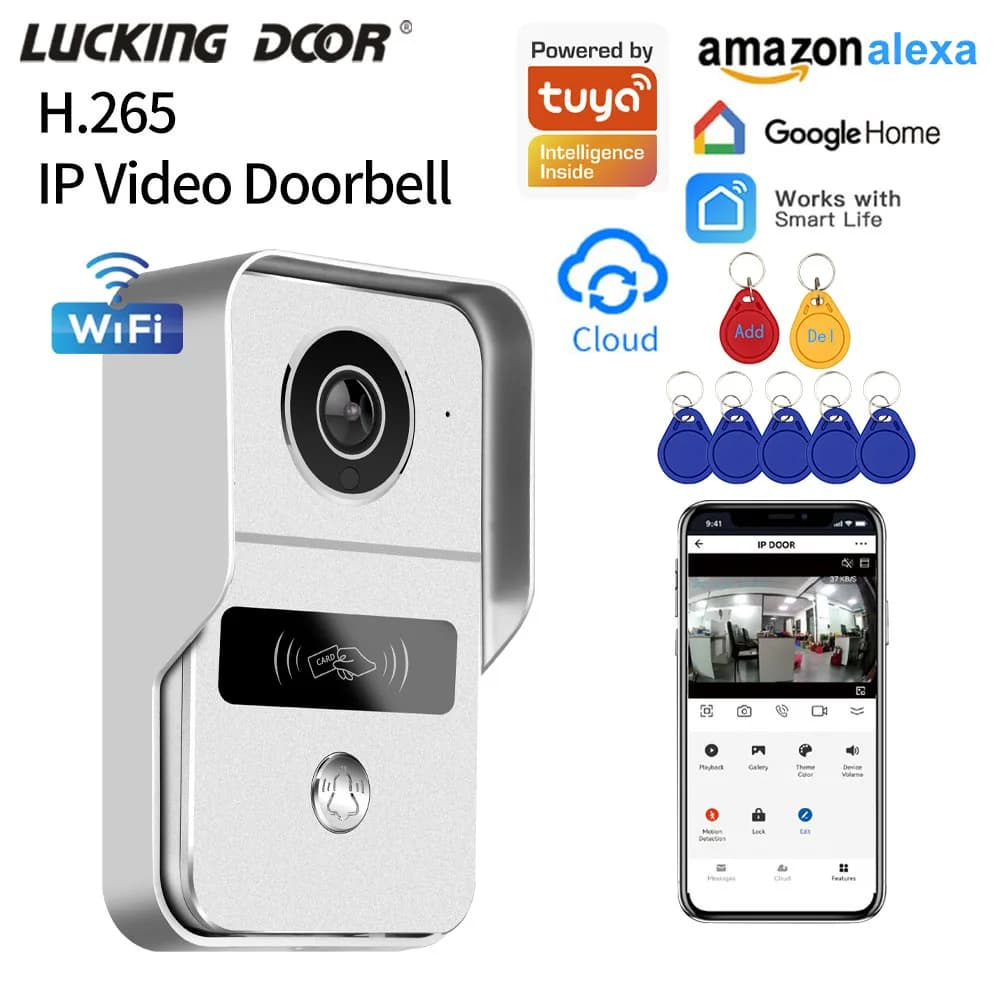 Tuya App 2.4G Wifi Wireless 1080P HD Video campanello citofono Villa citofono serratura remota modulo di sblocco connessione POE 12V