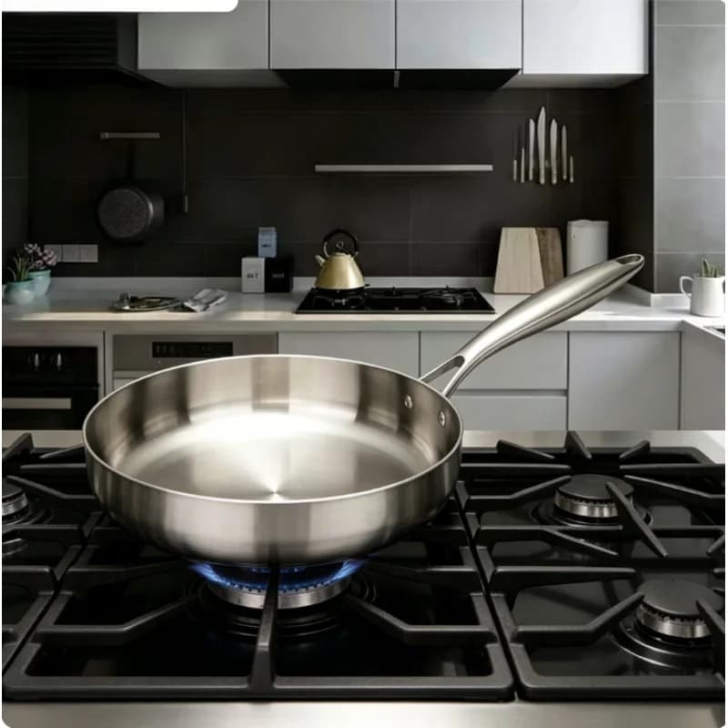 316 Stainless Steel Uncoated Non Stick Wok Frying Pan, Kitchen Cookware for Gas Stove & Induction Cooker