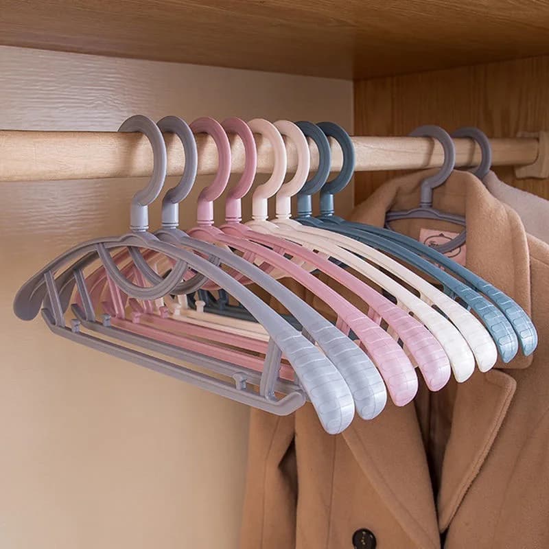 5pcs Adult Clothes Hanger Racks Plastic Display Hangers Wide Shoulder Non-slip Clothing Hanging Student Coats Hanger Organizer