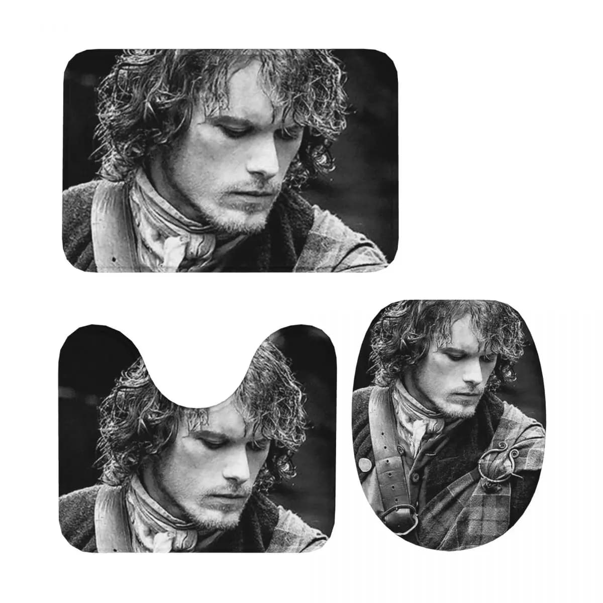 Jamie Fraser Outlande Tappetino da bagno 3 pezzi Set da bagno Copri coperchio WC Decorazioni per la casa Tappeto antiscivolo