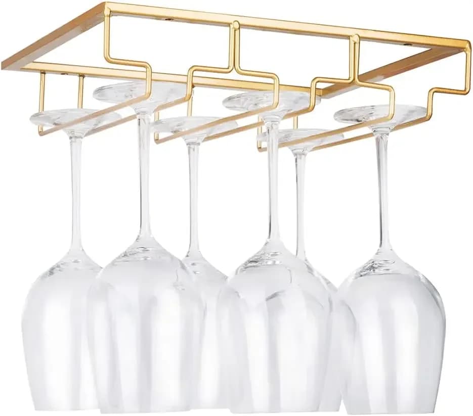Wine Glass Hanger Rack for Bar Kitchen Home, Under Cabinet Wine Glass Holder, Hanging Stemware Rack Organizer for Wine Cabinet