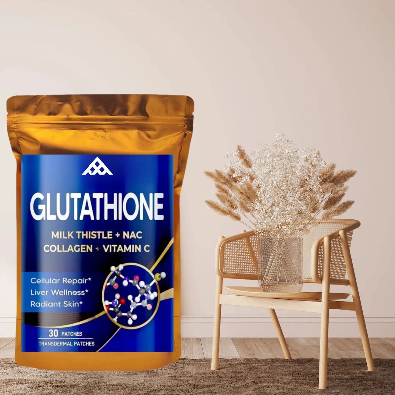 30 transdermal patches in the glutathione with Marian cardo, Nac, collagen, vitamin C - cellular well-being, radiant skin