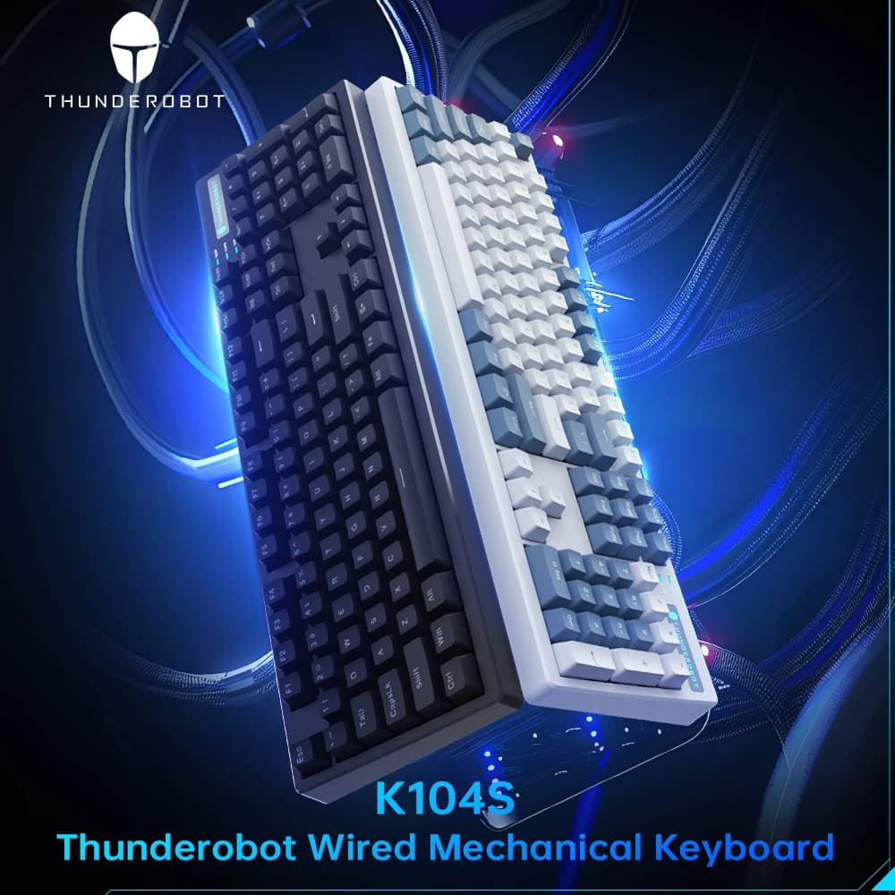 Thunderobot K104S Tastiera meccanica Full-size 104 tasti Tastiera da gioco per ufficio cablata ABS Copritasti brillanti per PC portatile