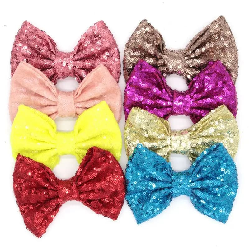 5-Inch Children's Embroidered Bow Sequin Hair Clip, Baby Headband, European and American New Bow Hair Accessory