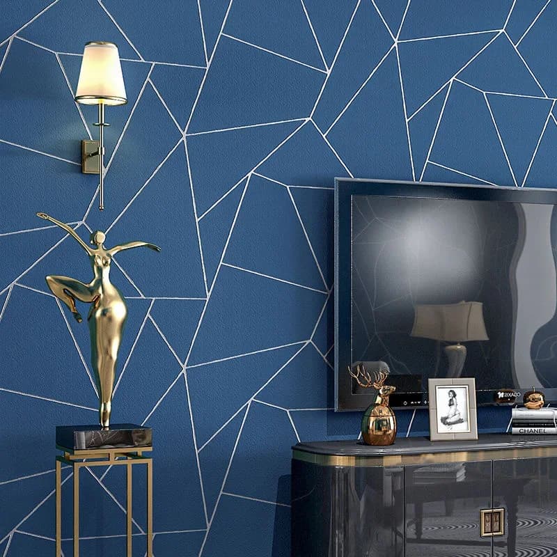 Carta da parati geometrica grigio bianco blu per soggiorno camera da letto design moderno 3D strisce di goffratura triangoli modello rotolo di carta da parati