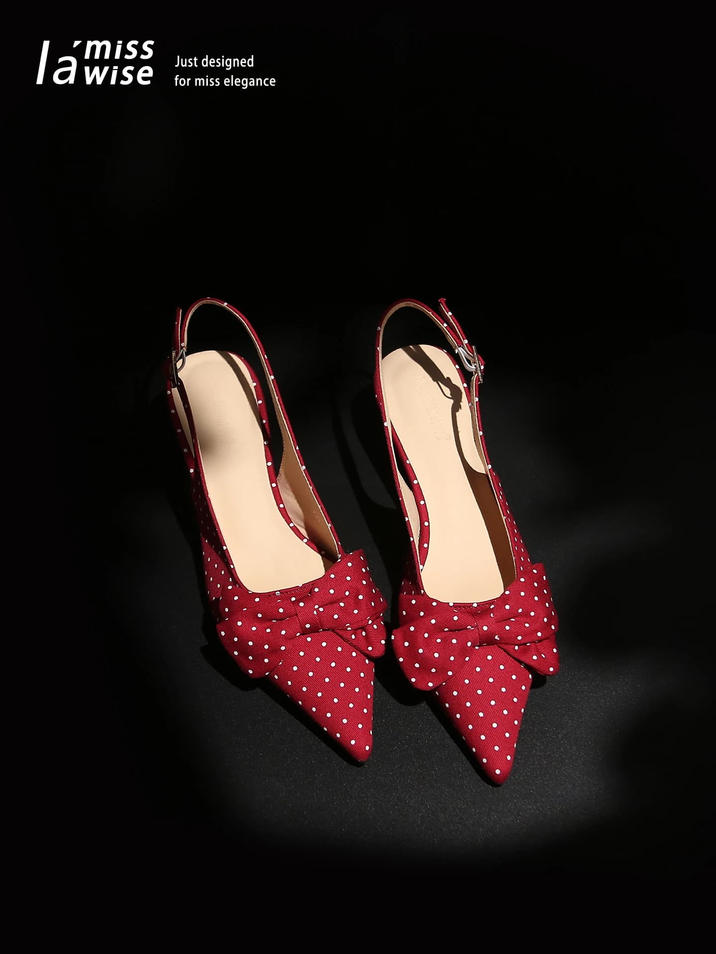 Sandali Estivi con Tacco Alto e Nodo in Tessuto a Pois, Scarpe da Sposa alla Moda con Tacco Sottile, Comode Scarpe Slip-On