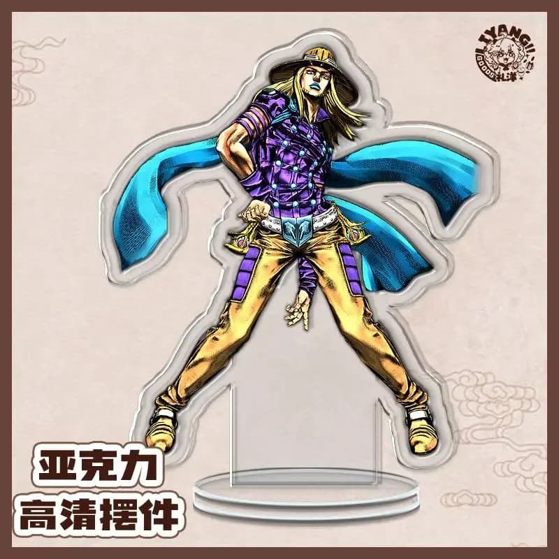 20cm JOJO7 Steel Ball Run Anime Peripherals Diego Brando Figure Acrylic Stand Gyro Zeppeli Figurine Standing Plate Toys