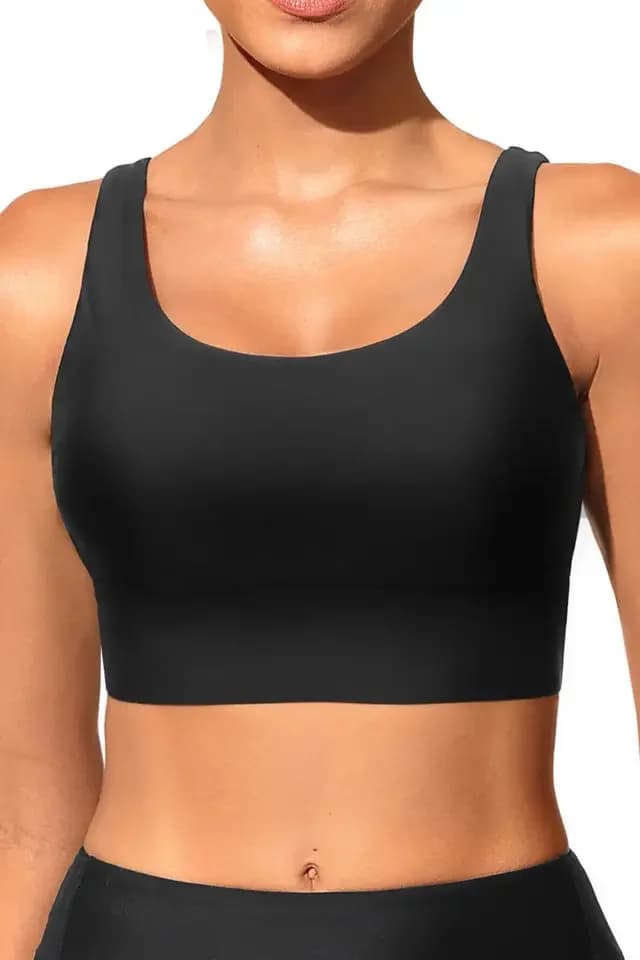 2026 Top da bagno sportivo imbottito da donna, tinta unita