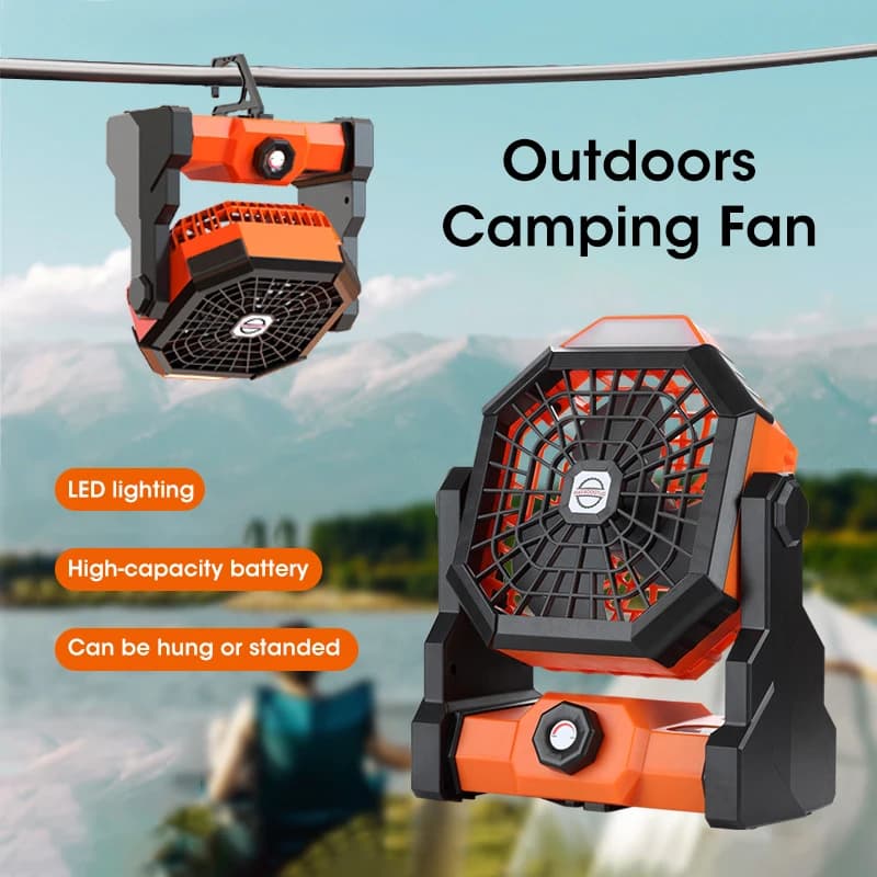 Ventilatore da campeggio da 10000 mAh con lanterna a LED Ventilatore esterno portatile alimentato a batteria Ventilatore ricaricabile personale per escursioni in viaggio