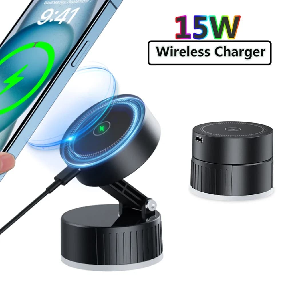 Caricatore magnetico per supporto per telefono per auto Supporto per telefono magnetico con ricarica wireless veloce da 15 W con pannello di ricarica girevole per iPhone 16