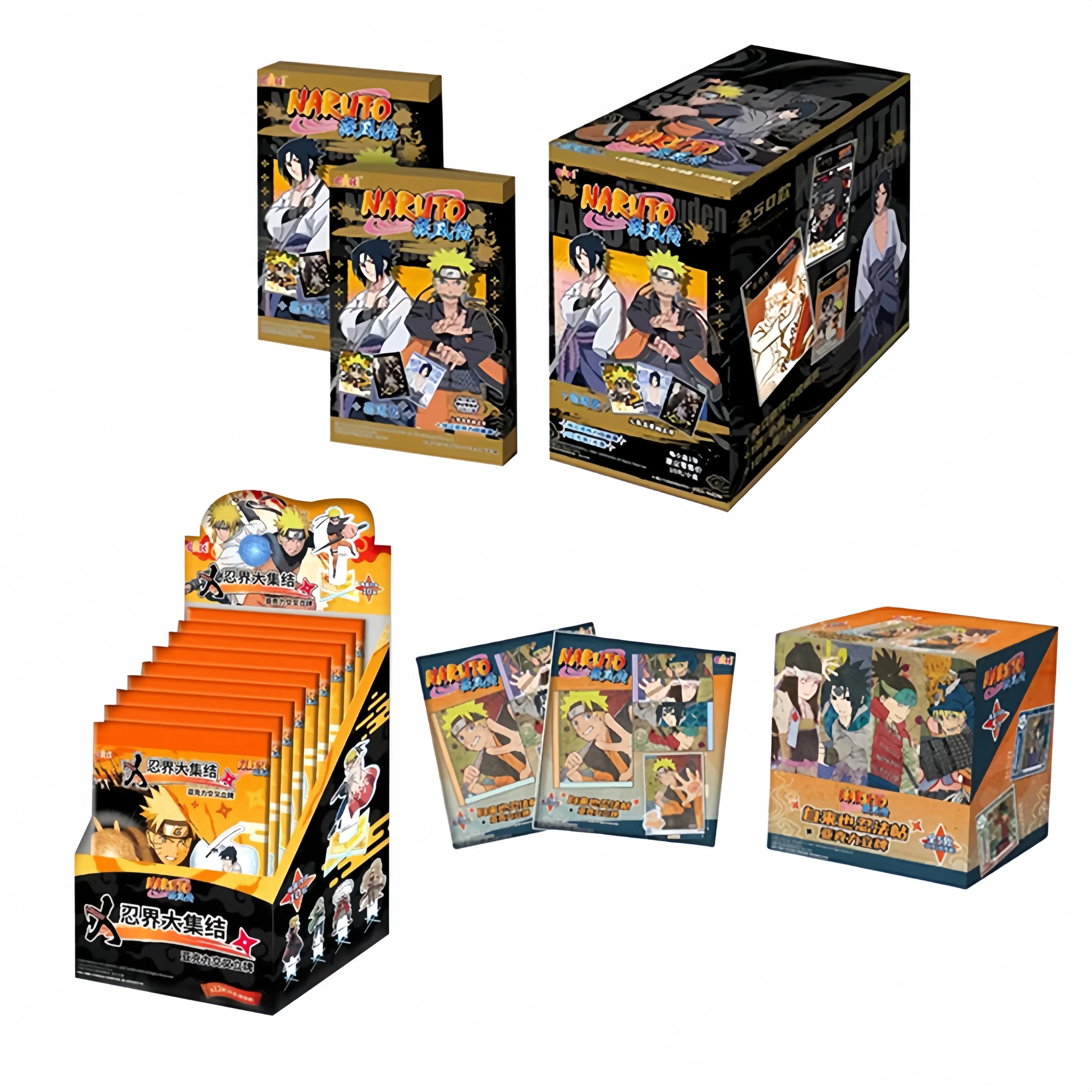 Scatola di carte Naruto originali Carta di figura anime con mattoni di carte Collezione Uzumaki Sasuke Flash Card Toy Gioco Hobby Regalo per i bambini