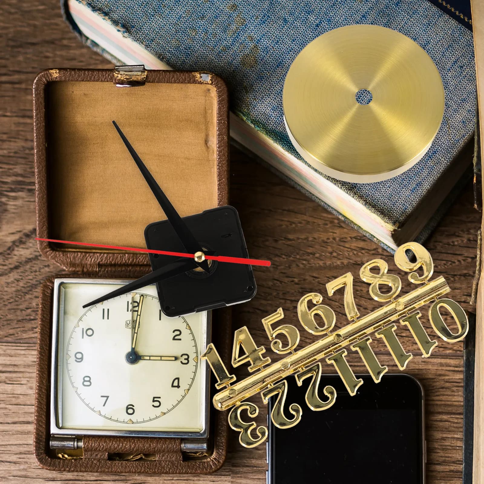 Set di Movimento per Orologio con Numeri, Kit Robusto in Plastica e Metallo, Meccanismo Fai-da-Te per Riparazione e Sostituzione di Orologi da Parete