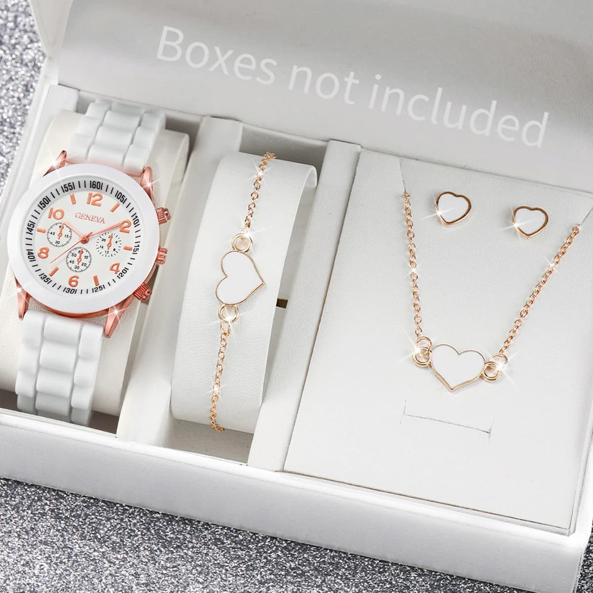 Set di 5/6 Orologi da Donna con Cinturino in Silicone, Orologi al Quarzo, Set di Gioielli, Reloj Mujer, Orologio da Ragazza, Regalo (Senza Scatola)