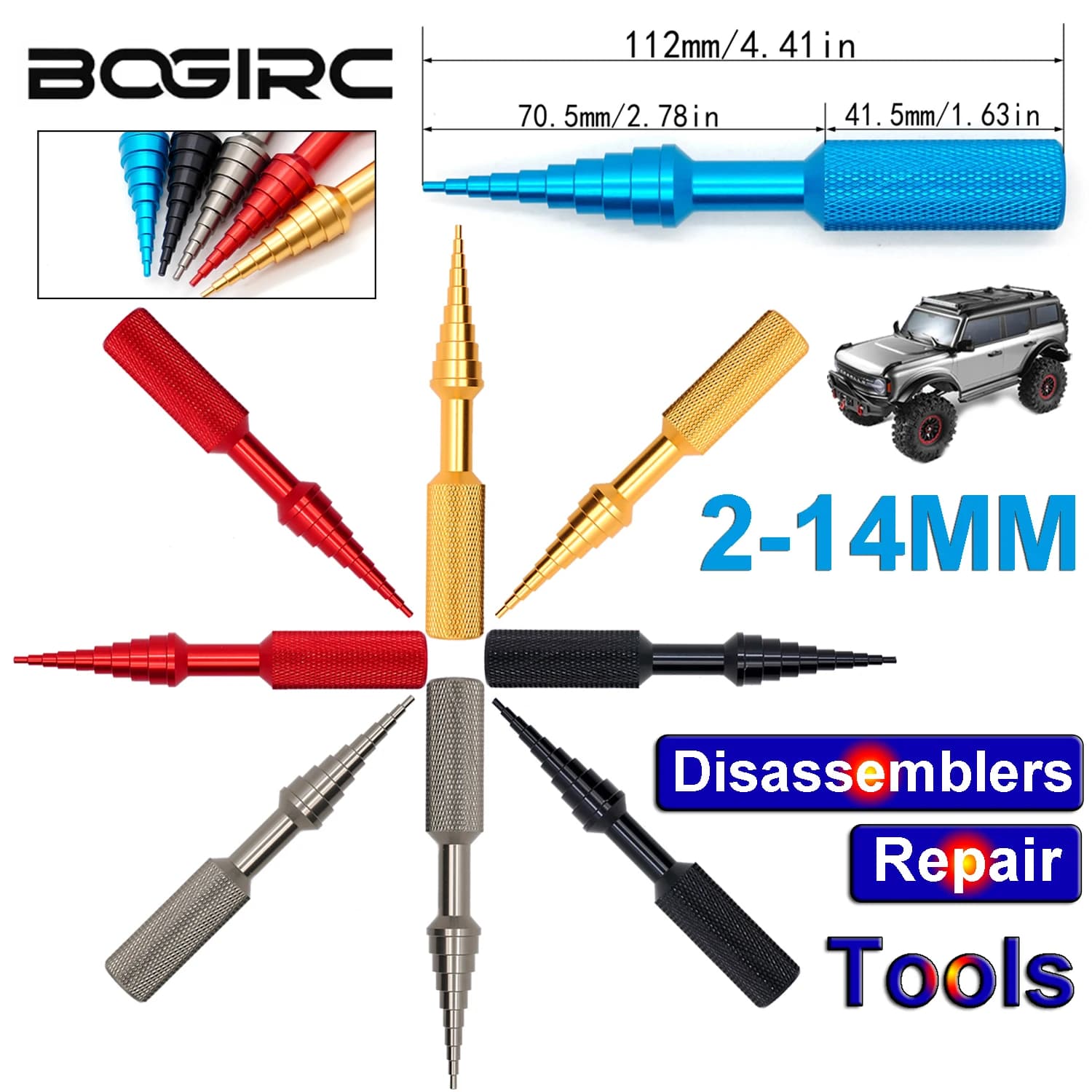 Strumenti per smontaggio per rimozione cuscinetti per auto RC 2-14mm Strumenti di riparazione Estrattore Installatori Set di utensili manuali per accessori per barche per auto modello RC