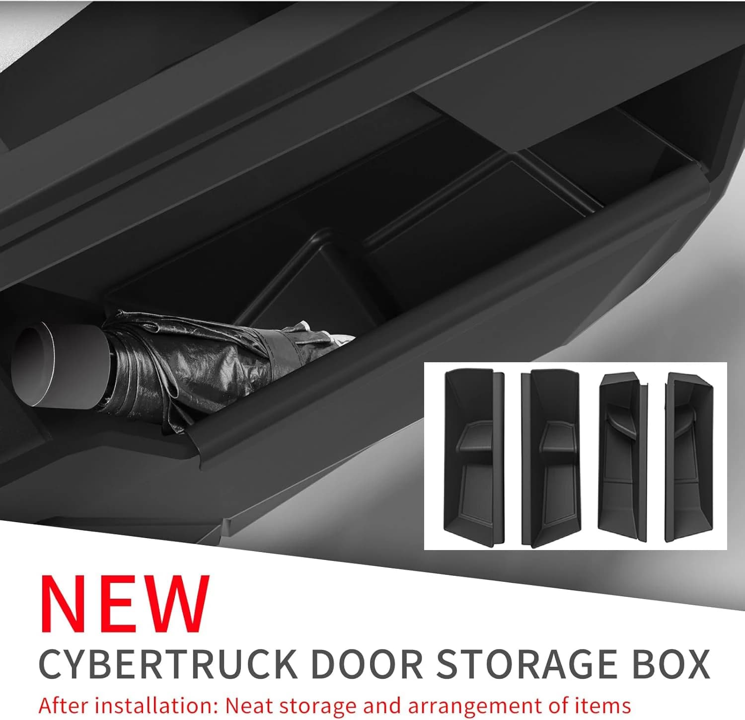 For Tesla Cybertruck 2024 Car Front and Rear Door Storage Box TPE Door Slot Storage Box Auto Door Side Storage Box Accessories