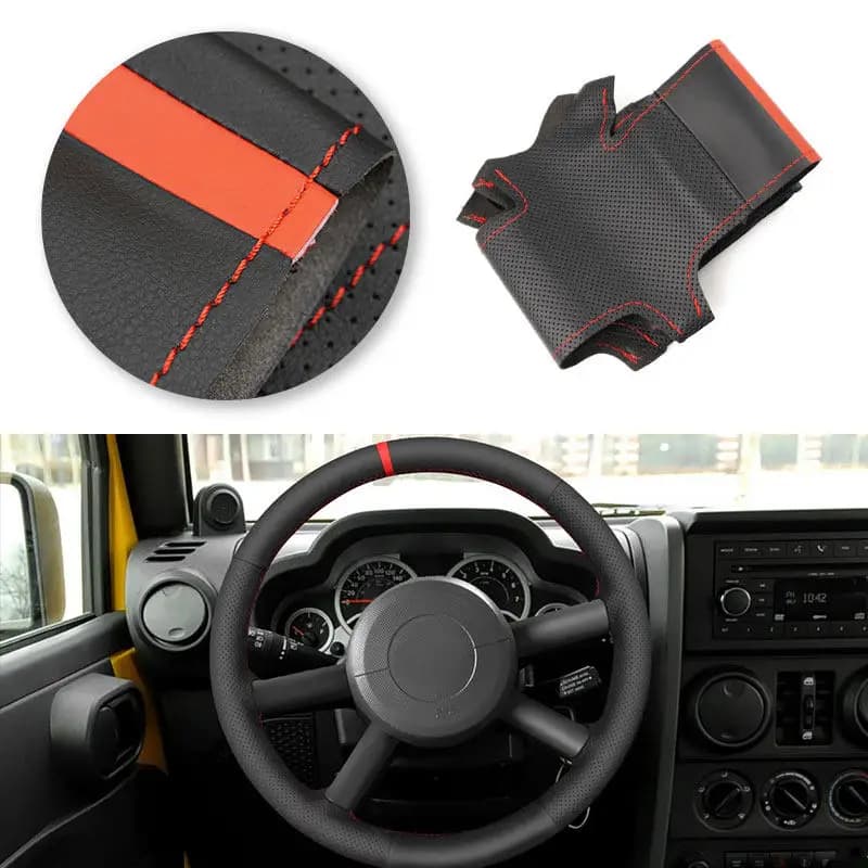 Interior car accessories for Jeep Wrangler (JK) 2007 2008 2009 2010 2011 Microfiber leather steering wheel cover Trim