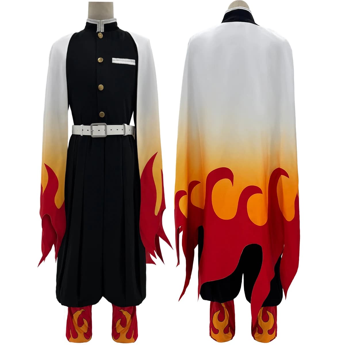 HOLOUN Anime Rengoku Kyoujurou Costume Cosplay Wig Haori Embroidery Top Elastic Pants Belt Halloween Christmas Convention