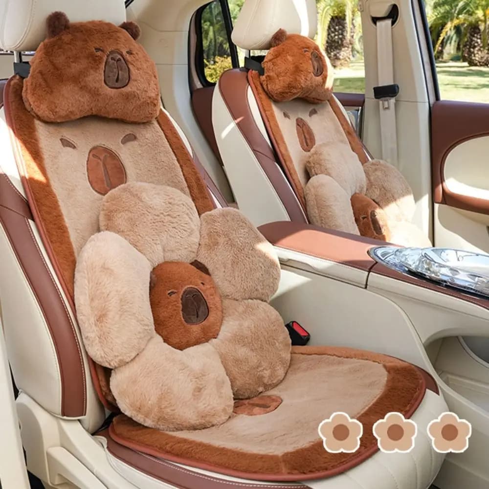 Simpatico peluche Capibara Cuscino per seggiolino auto Farcito morbido Poggiatesta per auto Comodo supporto lombare Cuscino per la vita Decorazione per auto